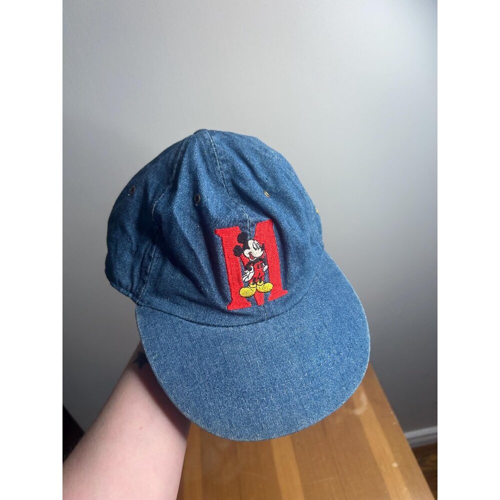 Vintage 90s Y2K denim Mickey Mouse baseball cap summer hat fashion